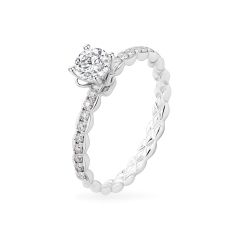 Nhẫn đính hôn vàng trắng 14K gắn kim cương DOJI AFRE000117F2NN1