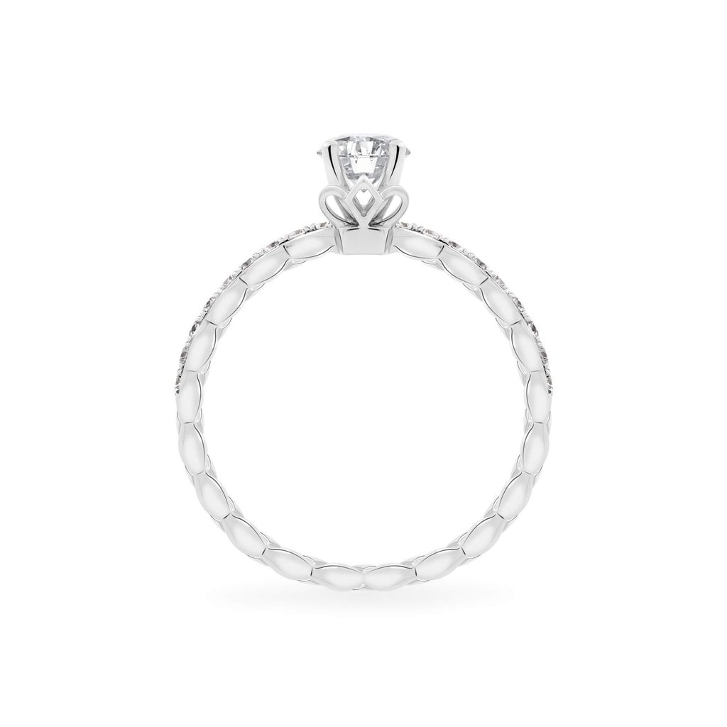 Nhẫn đính hôn vàng trắng 14K gắn kim cương DOJI AFRE000117F2NN1 