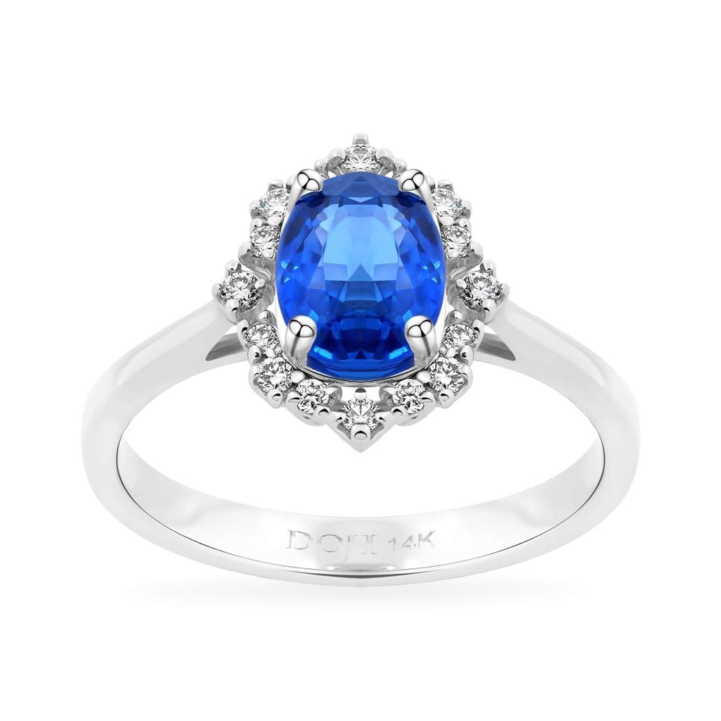 Nhẫn vàng trắng 14K gắn đá sapphire DOJI AFRH000447F2SA1 