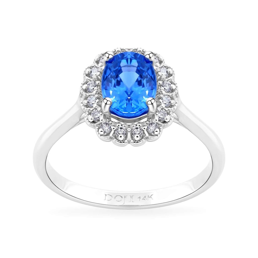 Nhẫn vàng trắng 14K gắn đá sapphire DOJI AFRH000451F2SA1 