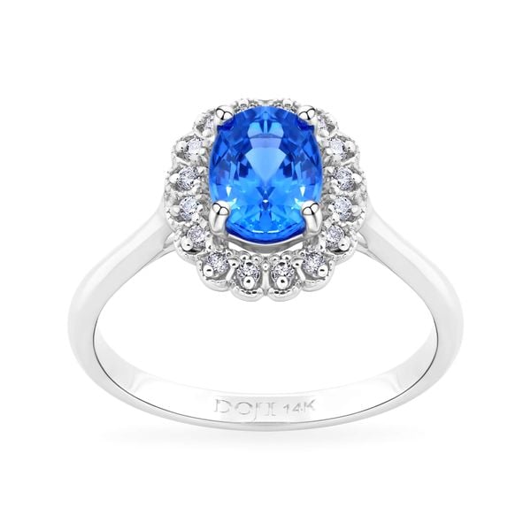 Nhẫn vàng trắng 14K gắn đá sapphire DOJI AFRH000451F2SA1