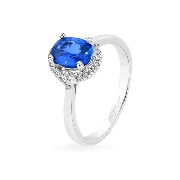 Nhẫn vàng trắng 14K gắn đá sapphire DOJI AFRH000504F2SA1