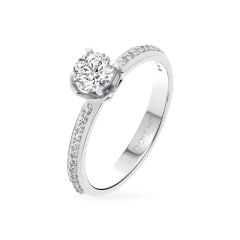 Nhẫn vàng trắng 14K gắn đá CZ DOJI AFRJ000047F2CZ1