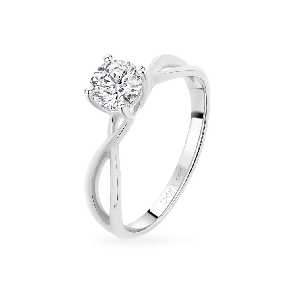 Nhẫn vàng trắng 14K gắn đá CZ DOJI AFRJ000050F2CZ1 