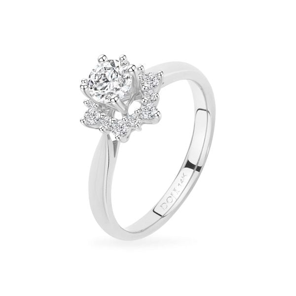 Nhẫn vàng trắng 14K gắn đá CZ DOJI AFRJ000097F2CZ1