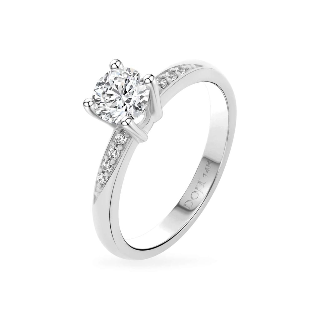 Nhẫn vàng trắng 14K gắn đá CZ DOJI AFRJ000100F2CZ1 