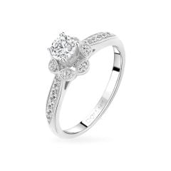 Nhẫn vàng trắng 14K gắn đá CZ DOJI AFRJ000104F2CZ1