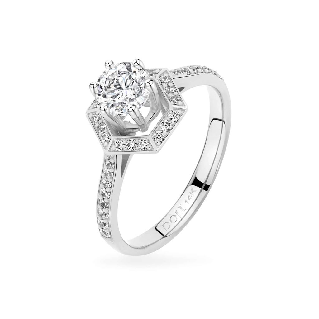 Nhẫn vàng trắng 14K gắn đá CZ DOJI AFRJ000106F2CZ1 