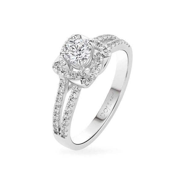 Nhẫn vàng trắng 14K gắn đá CZ DOJI AFRJ000120F2CZ1
