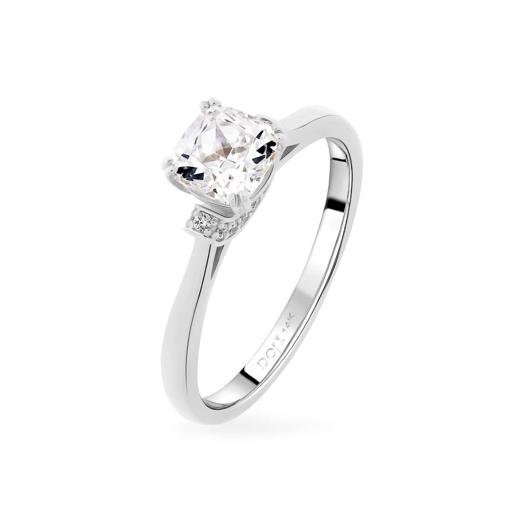 Nhẫn vàng trắng 14K gắn đá CZ DOJI AFRJ000125F2CZ1 