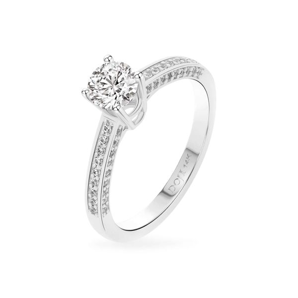 Nhẫn vàng trắng 14K gắn đá CZ DOJI AFRJ000129F2CZ1