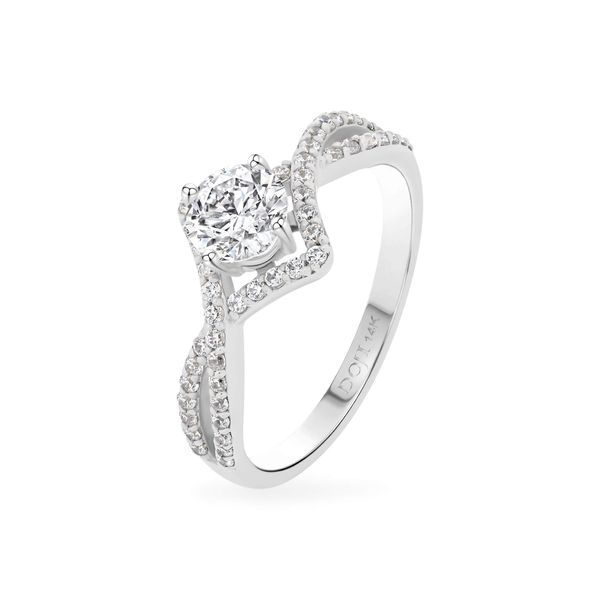 Nhẫn vàng trắng 14K gắn đá CZ DOJI AFRJ000146F2CZ1