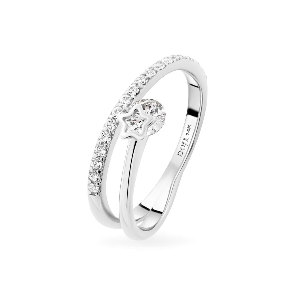Nhẫn nữ vàng trắng 14K gắn đá CZ DOJI AFRJ000325F2CZ1 