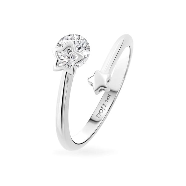 Nhẫn nữ vàng trắng 14K gắn đá CZ DOJI AFRJ000327F2CZ1