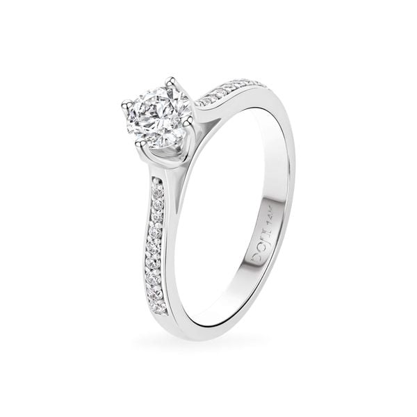 Nhẫn vàng trắng 14K gắn đá CZ DOJI AFRJ000408F2CZ1