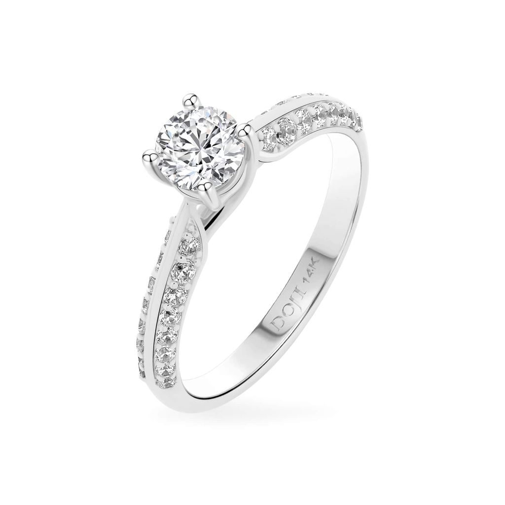 Nhẫn vàng trắng 14K gắn đá CZ DOJI AFRJ000414F2CZ1 