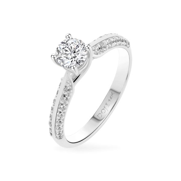 Nhẫn vàng trắng 14K gắn đá CZ DOJI AFRJ000414F2CZ1