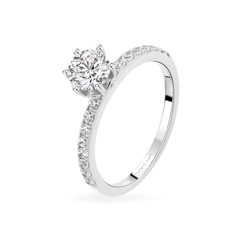 Nhẫn vàng trắng 14K gắn đá CZ DOJI AFRJ000491F2CZ1 