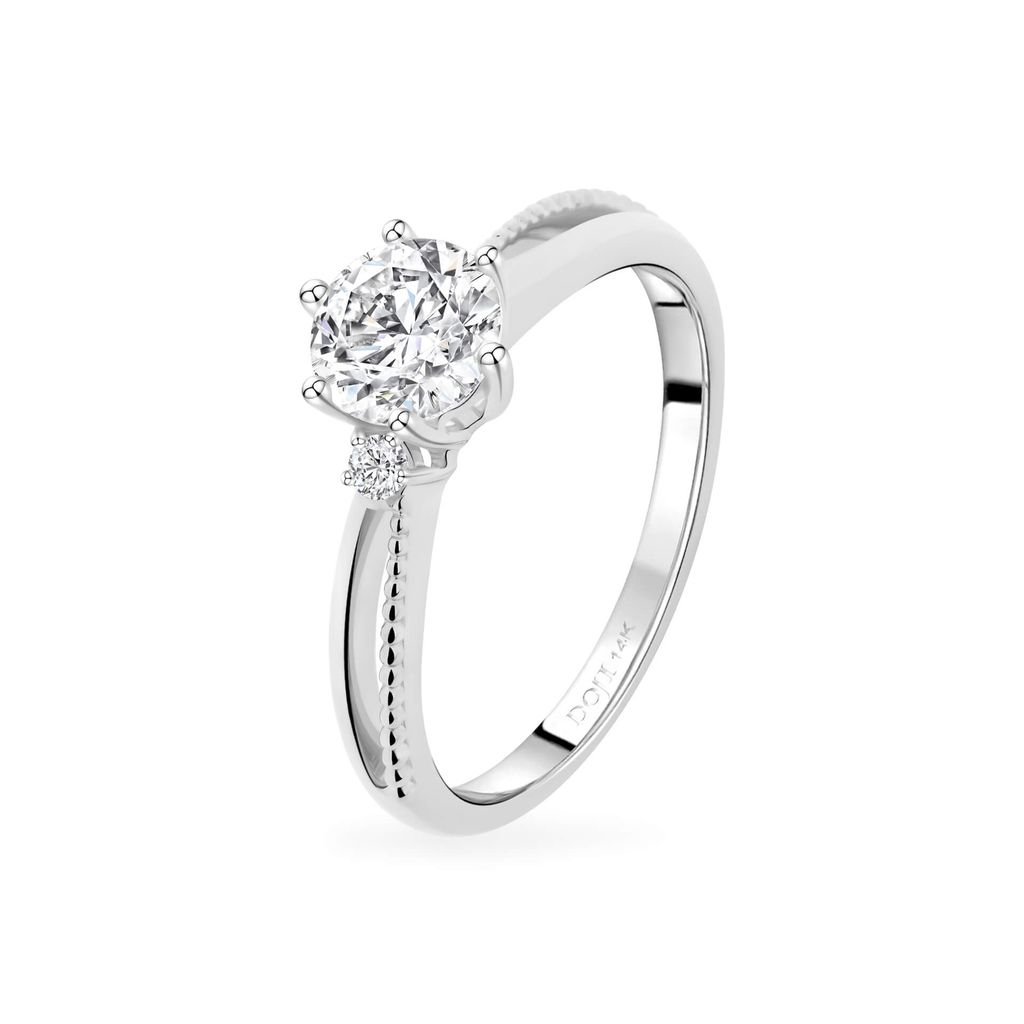 Nhẫn vàng trắng 14K gắn đá CZ DOJI AFRJ000492F2CZ1 