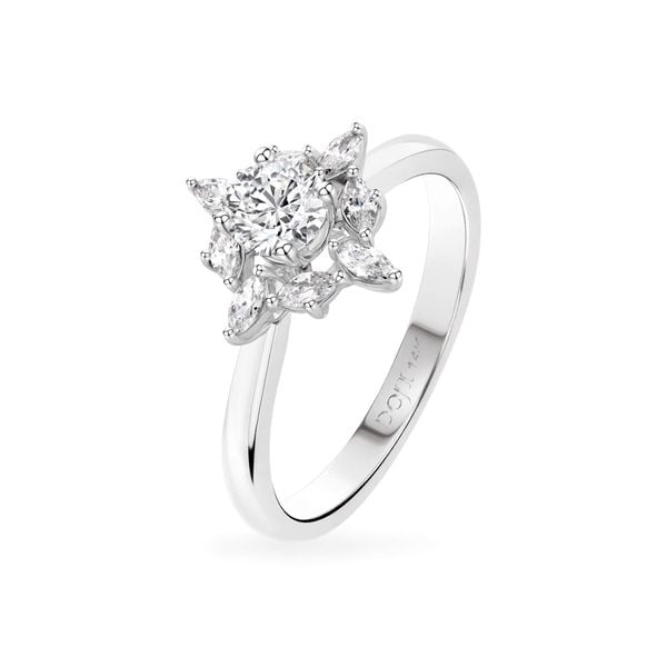 Nhẫn vàng trắng 14K gắn đá CZ DOJI AFRJ000496F2CZ1