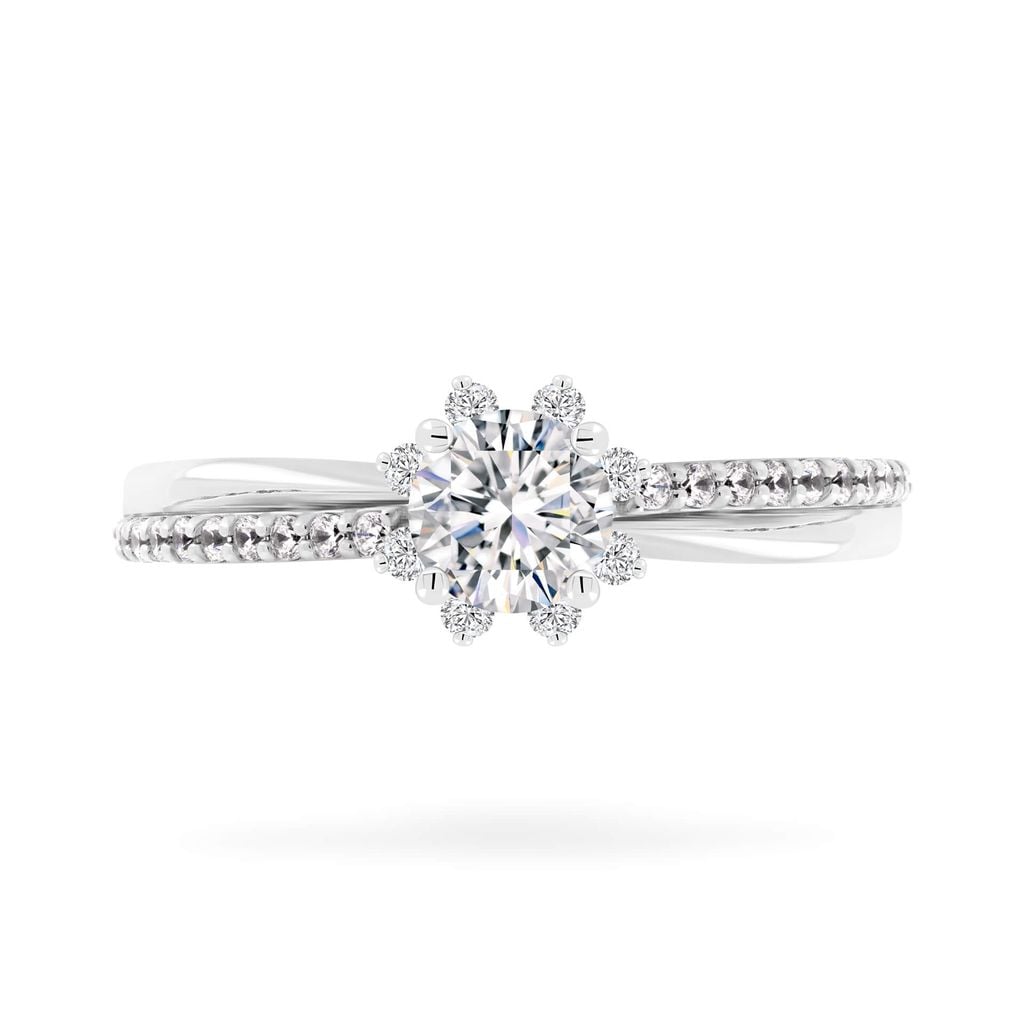 Nhẫn vàng trắng 14K gắn đá CZ DOJI AFRJ000513F2CZ1 