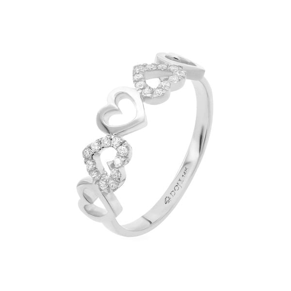 Nhẫn vàng trắng 14K gắn đá CZ DOJI AFRK000020F2CZ1