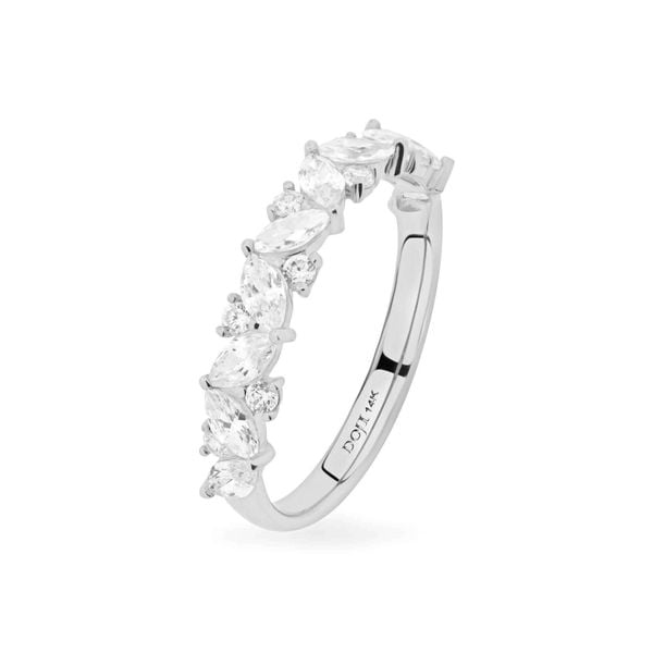 Nhẫn vàng trắng 14K gắn đá CZ DOJI AFRK000144F2CZ1