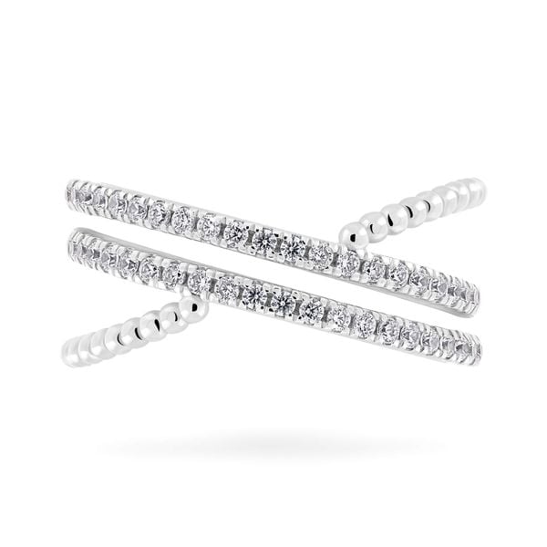 Nhẫn vàng trắng 14K gắn đá CZ DOJI AFRK000194F2CZ1