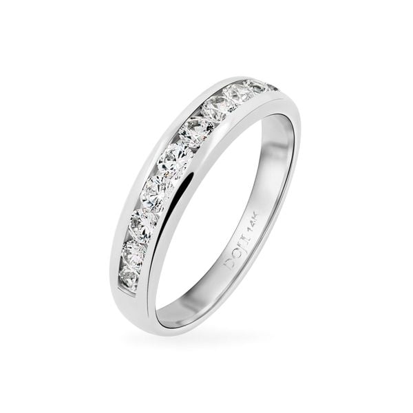 Nhẫn vàng trắng 14K gắn đá CZ DOJI AFRK000218F2CZ1