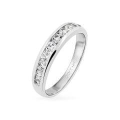 Nhẫn vàng trắng 14K gắn đá CZ DOJI AFRK000218F2CZ1