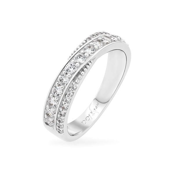 Nhẫn vàng trắng 14K gắn đá CZ DOJI AFRK000219F2CZ1