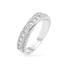 Nhẫn vàng trắng 14K gắn đá CZ DOJI AFRK000219F2CZ1