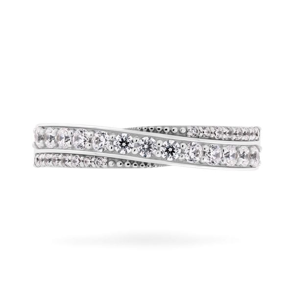 Nhẫn vàng trắng 14K gắn đá CZ DOJI AFRK000219F2CZ1