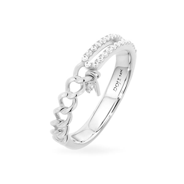 Nhẫn nữ vàng trắng 14K gắn đá CZ DOJI AFRK000296F2CZ1