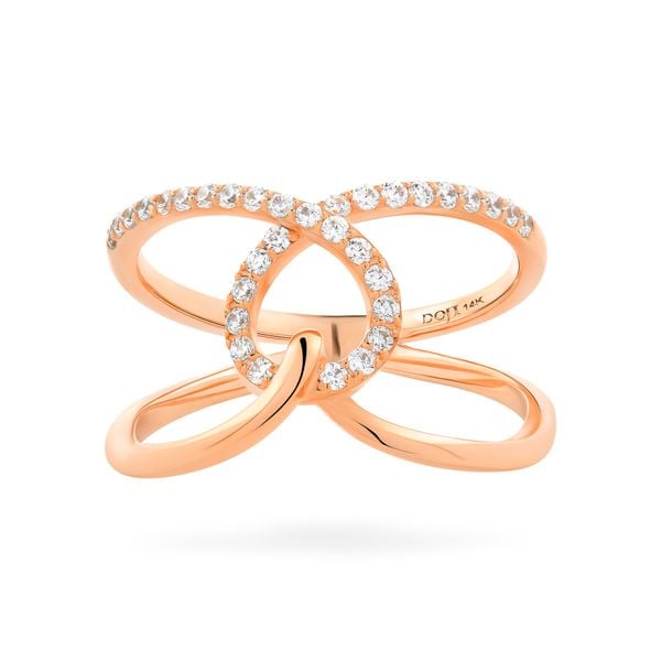 Nhẫn nữ vàng hồng 14K gắn đá CZ DOJI AFRK000309F3CZ1