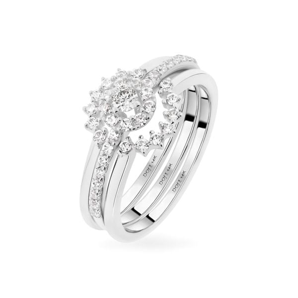 Nhẫn nữ vàng trắng 14K gắn đá CZ DOJI AFRK000342F2CZ1