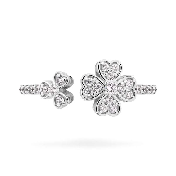 Nhẫn vàng trắng 14K gắn đá CZ DOJI AFRK000702F2CZ1