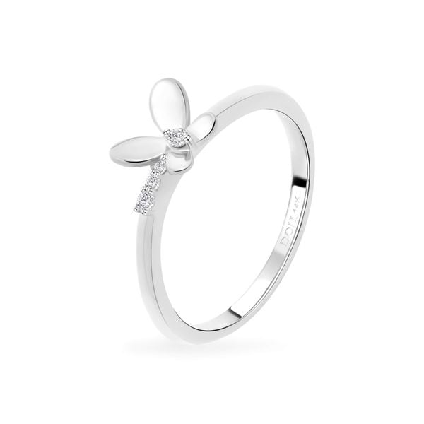 Nhẫn vàng trắng 14K gắn đá CZ DOJI AFRK000717F2CZ1