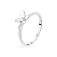 Nhẫn vàng trắng 14K gắn đá CZ DOJI AFRK000717F2CZ1