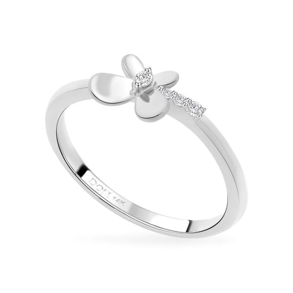 Nhẫn vàng trắng 14K gắn đá CZ DOJI AFRK000717F2CZ1