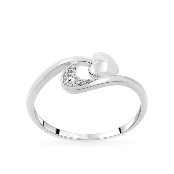 Nhẫn vàng trắng 14K gắn đá CZ DOJI AFRK000723F2CZ1