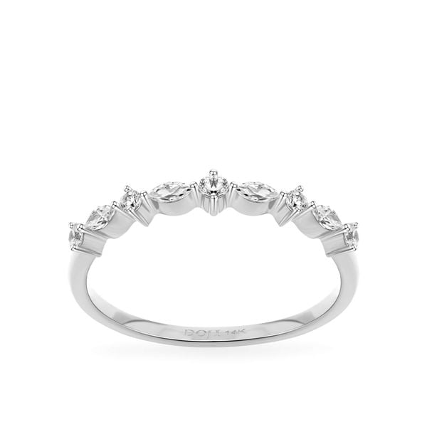 Nhẫn vàng trắng 14K gắn đá CZ DOJI AFRK000732F2CZ1