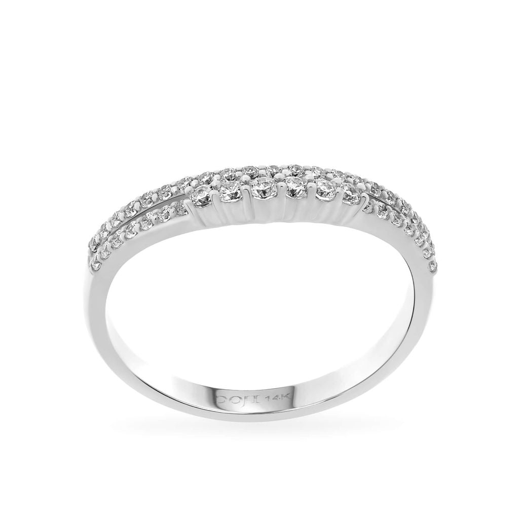 Nhẫn vàng trắng 14K gắn đá CZ DOJI AFRK000734F2CZ1 