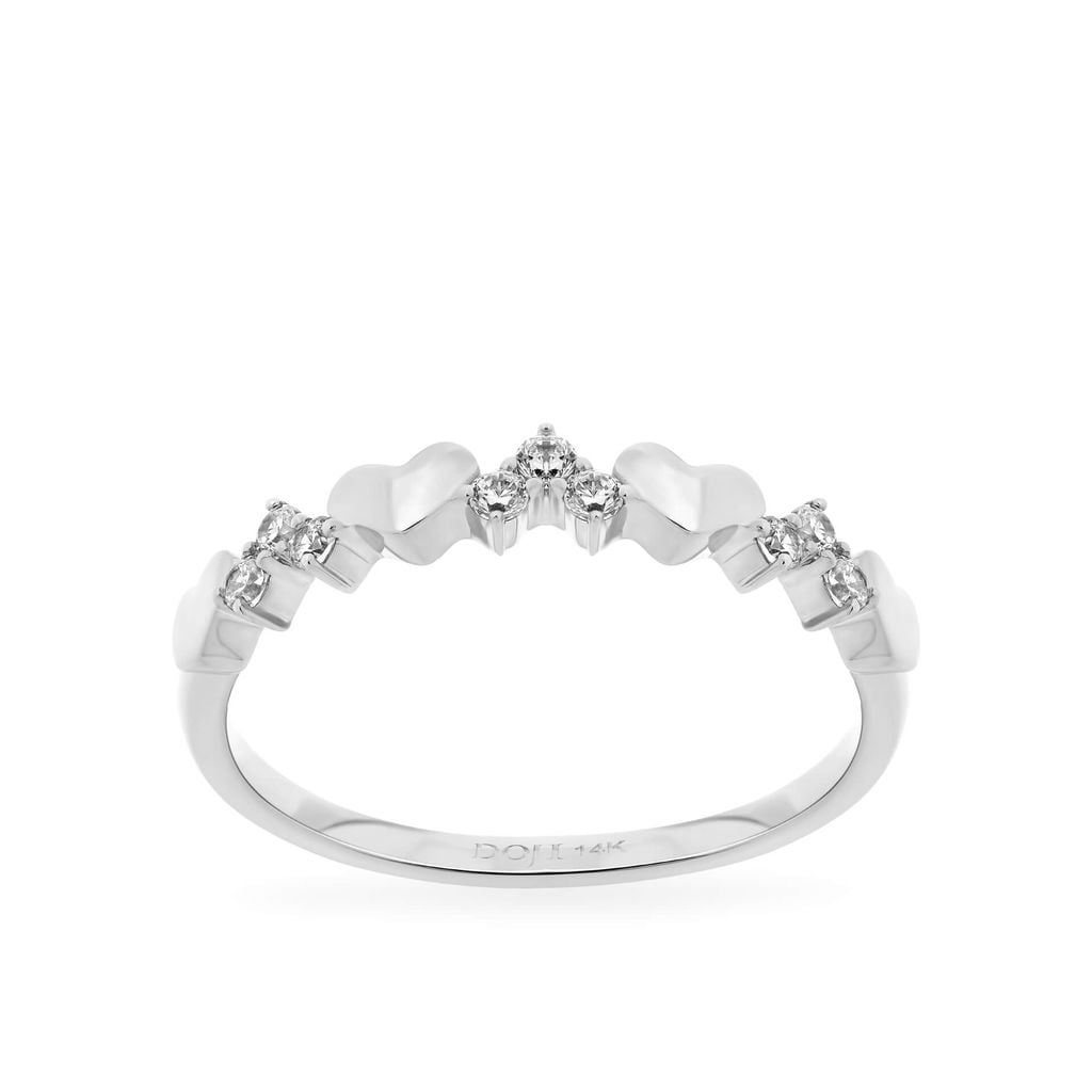 Nhẫn vàng trắng 14K gắn đá CZ DOJI AFRK000735F2CZ1 