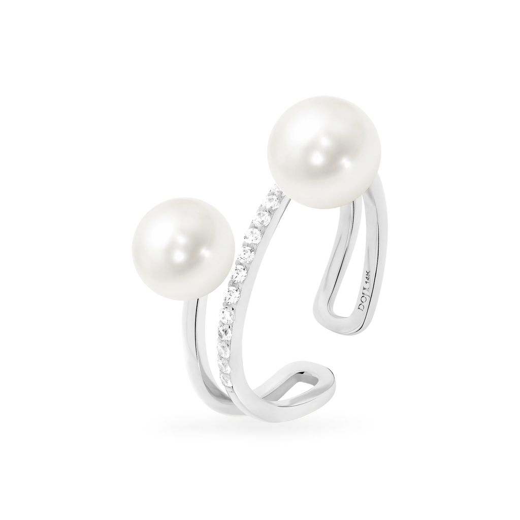 Nhẫn nữ vàng trắng 14K gắn đá CZ DOJI AFRK002111F2CZ1 