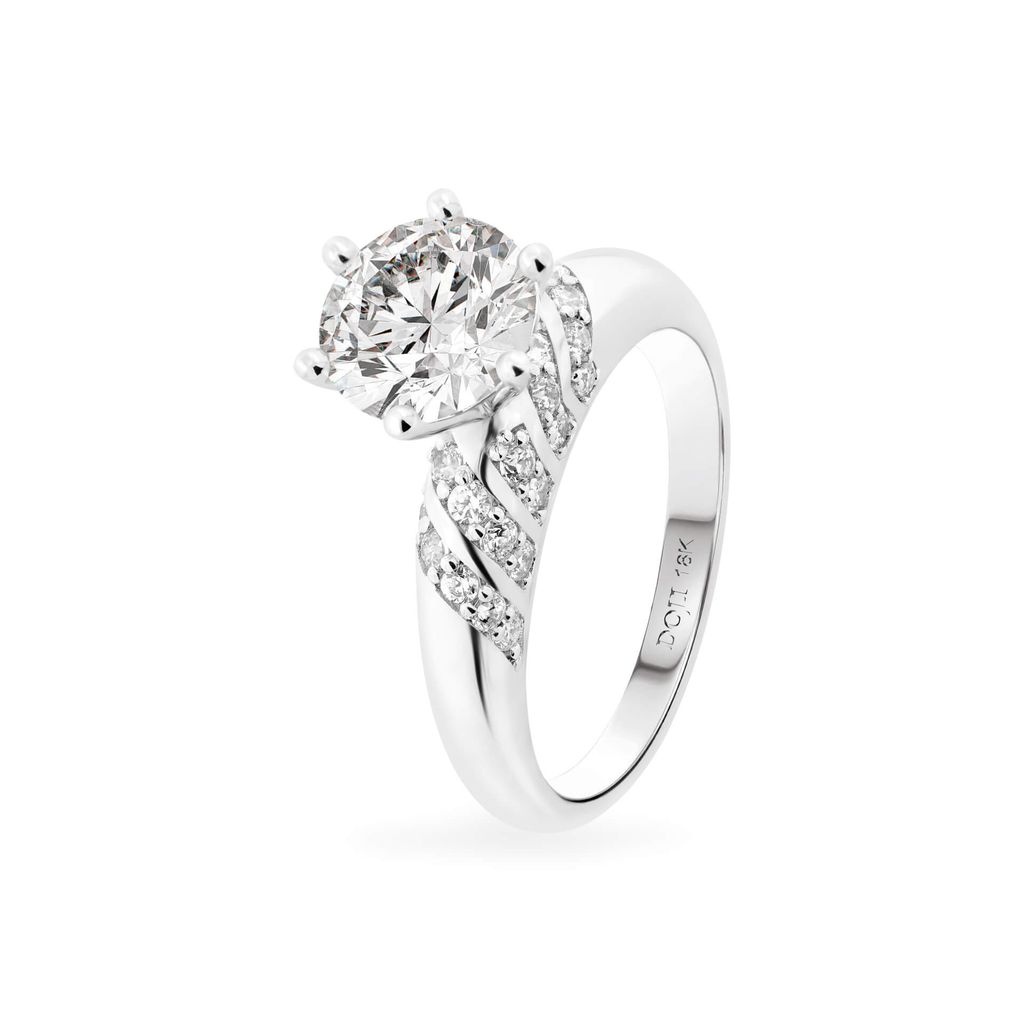 Nhẫn vàng trắng 18K gắn đá CZ DOJI AFRM500047D2CZ1 