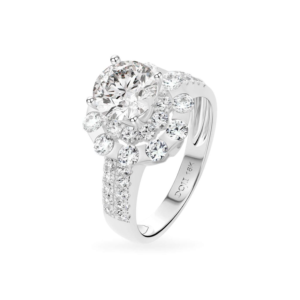Nhẫn vàng trắng 18K gắn đá CZ DOJI AFRM500097D2CZ1 