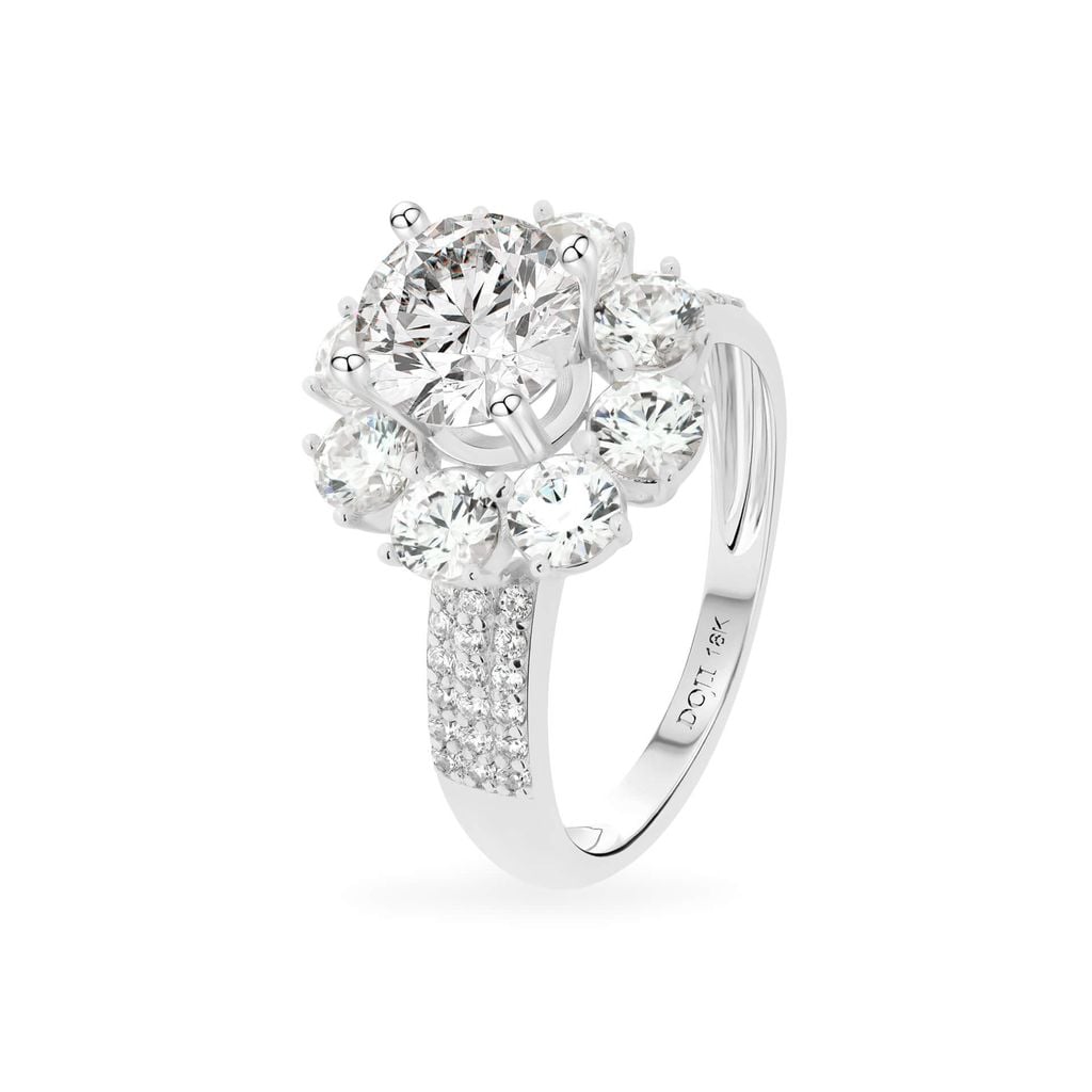 Nhẫn vàng trắng 18K gắn đá CZ DOJI AFRM500167D2CZ1 