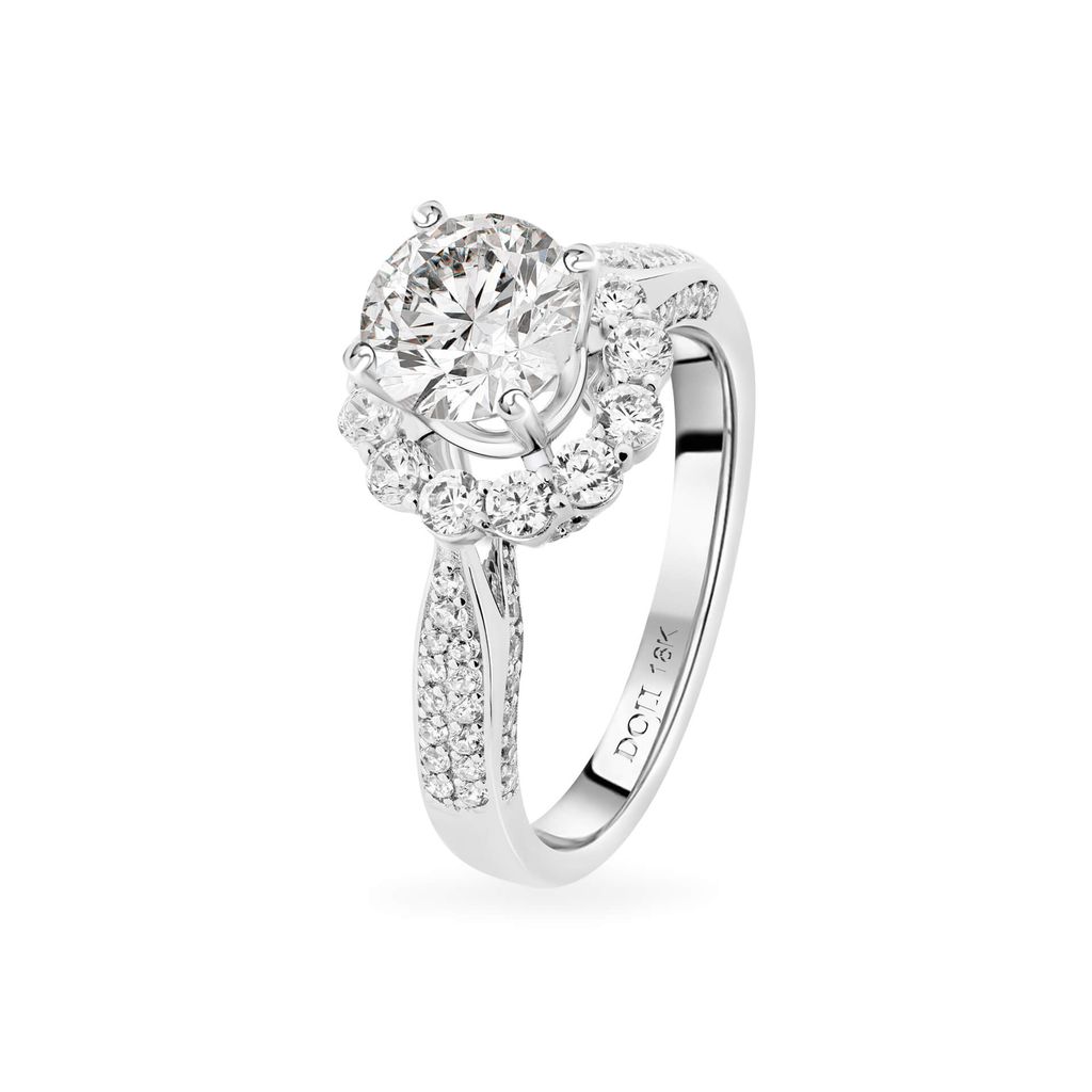 Nhẫn vàng trắng 18K gắn đá CZ DOJI AFRM500216D2CZ1 