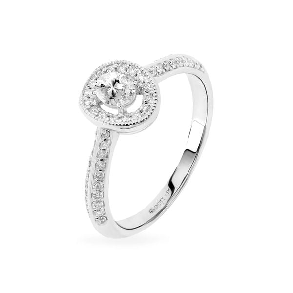 Nhẫn vàng trắng 18K gắn kim cương DOJI AFRR000015D2DA1